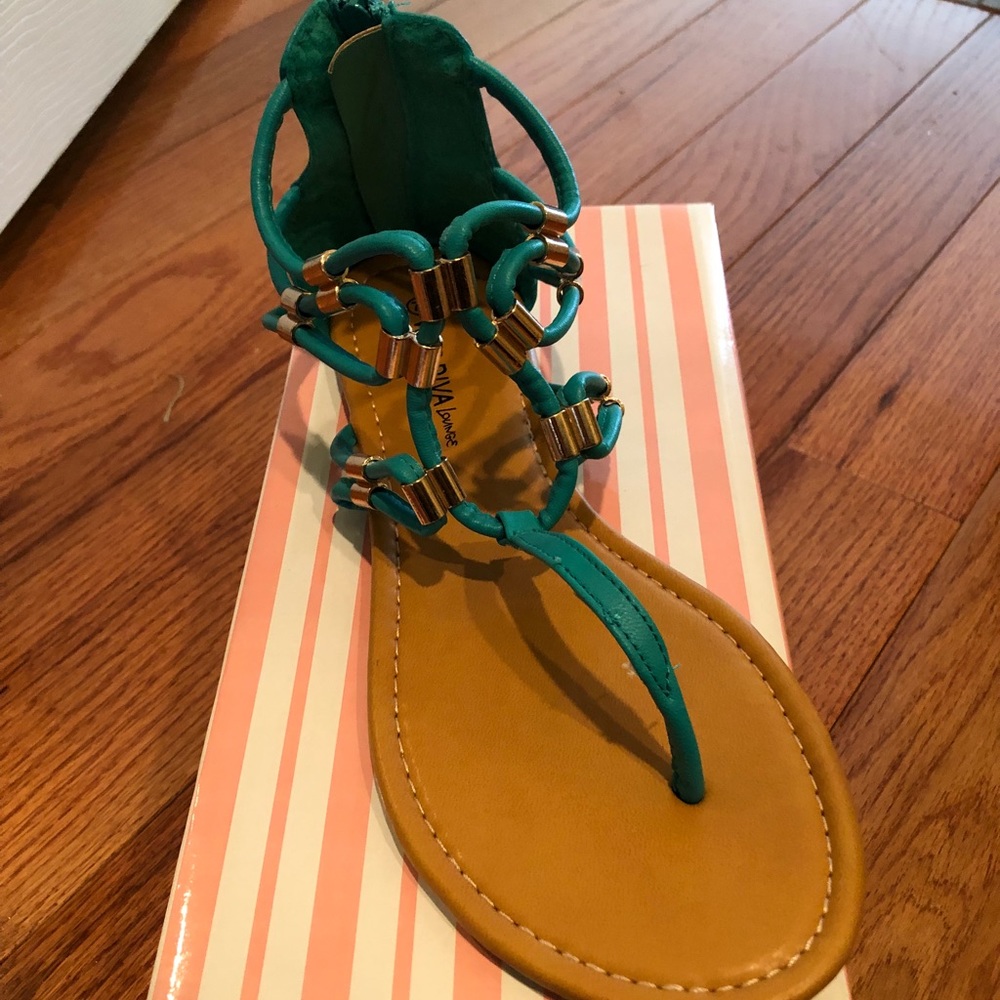 Teal zip up sandals